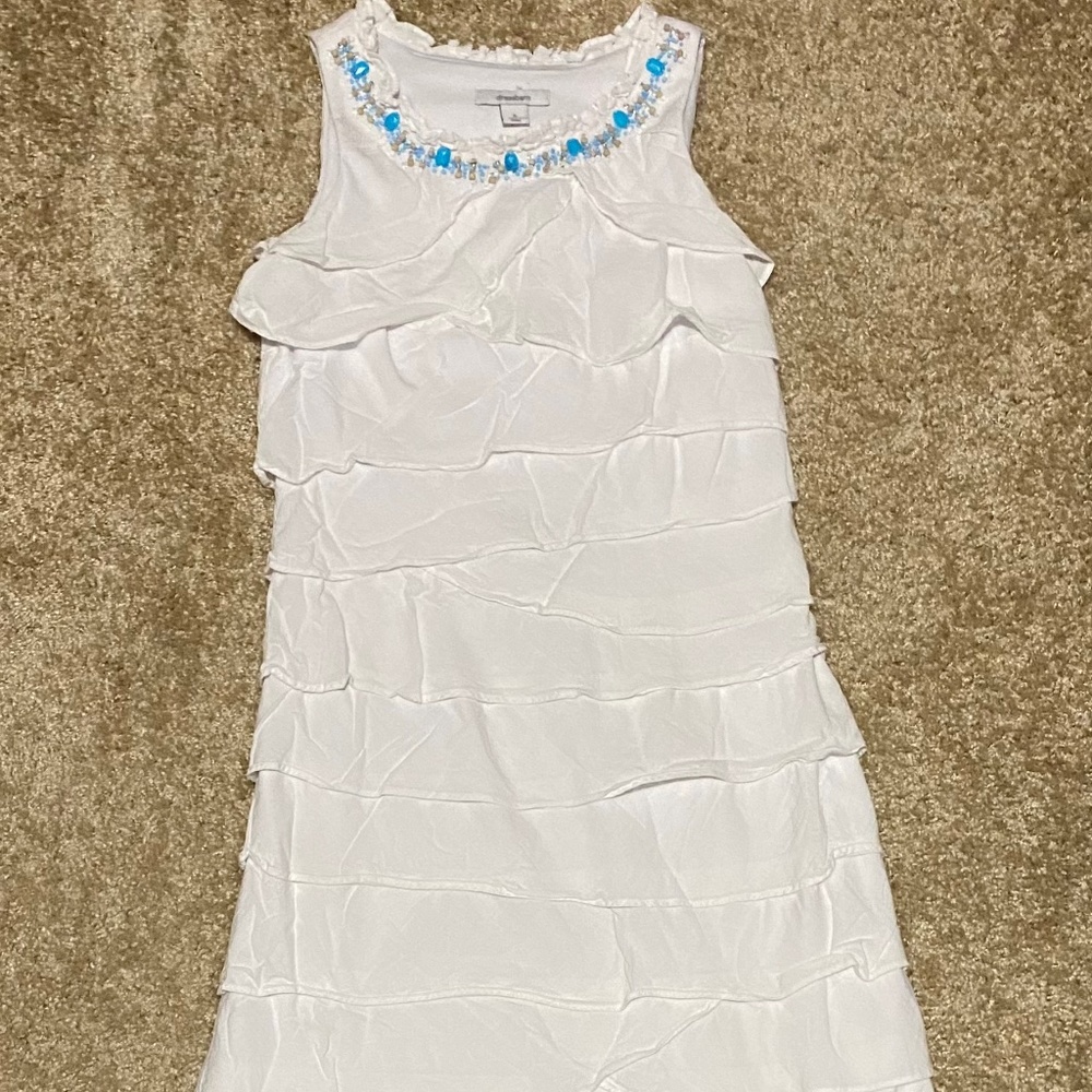 White Beach Dress w/ Blue Stones